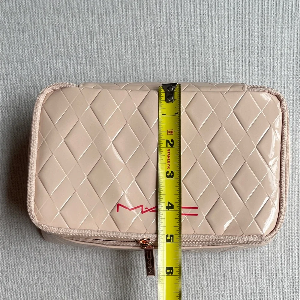 MAC Cosmetics Blush Beige Quilted Patent Cosmetic Bag travel case - Brand New